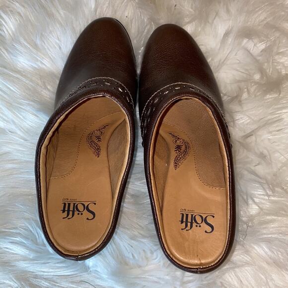 Sofft Leather Brown Slip On Mules NWOT 9.5M - Picture 6 of 9